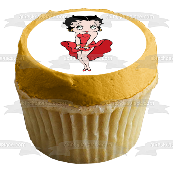 Betty Boop Holding Dress Down Edible Cake Topper Image ABPID11695