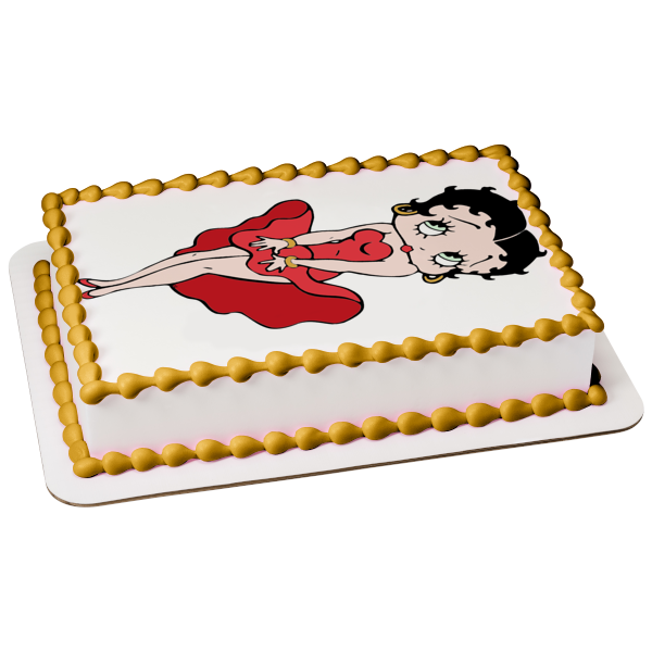 Betty Boop Holding Dress Down Edible Cake Topper Image ABPID11695