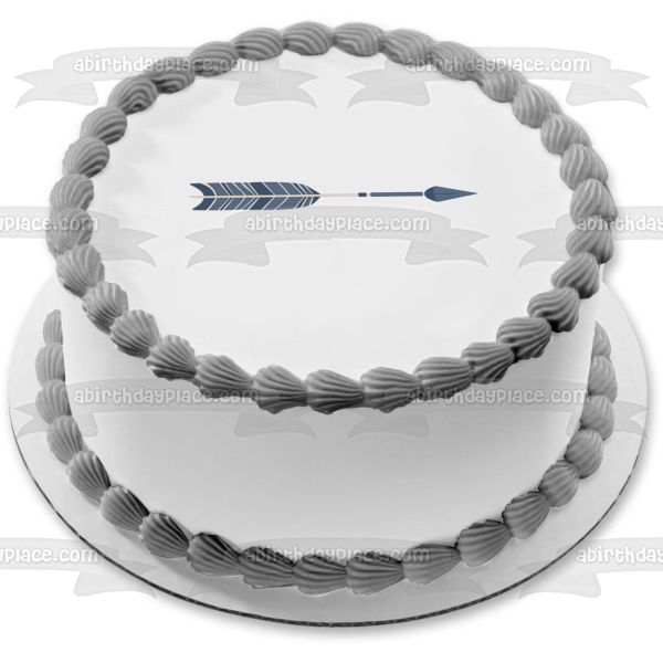 Blue Brush Tribal Arrow Feathers Edible Cake Topper Image ABPID11442