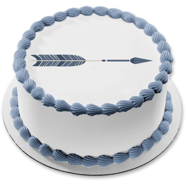 Blue Brush Tribal Arrow Feathers Edible Cake Topper Image ABPID11442