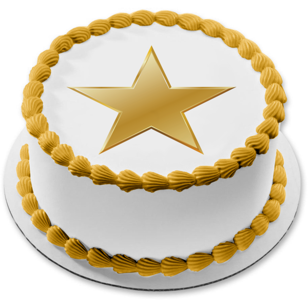 Imagen comestible para decoración de tarta con estrella dorada ABPID11702 