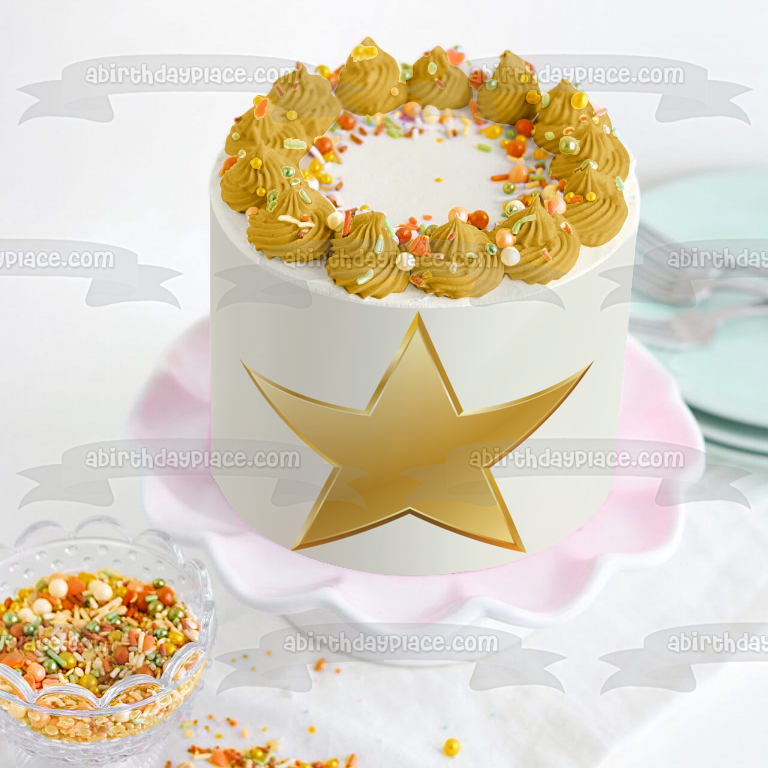 Imagen comestible para decoración de tarta con estrella dorada ABPID11702 