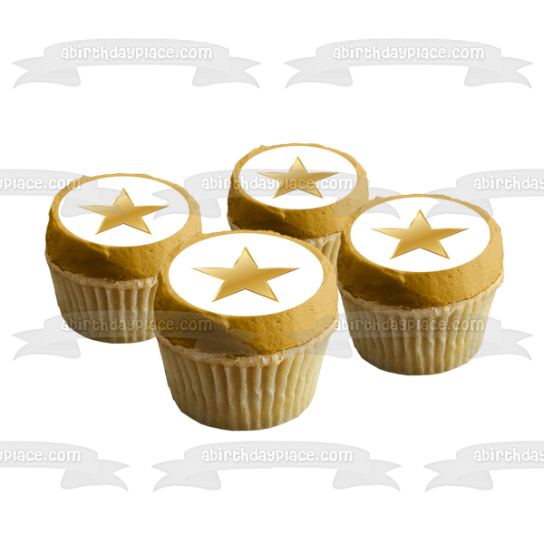 Imagen comestible para decoración de tarta con estrella dorada ABPID11702 