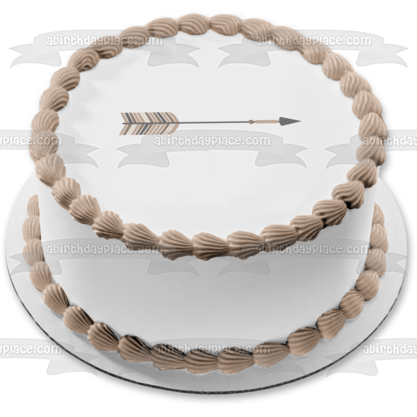 Grey and Brown Blush Tribal Arrow Feathers Edible Cake Topper Image ABPID11443