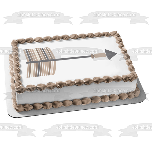 Grey and Brown Blush Tribal Arrow Feathers Edible Cake Topper Image ABPID11443