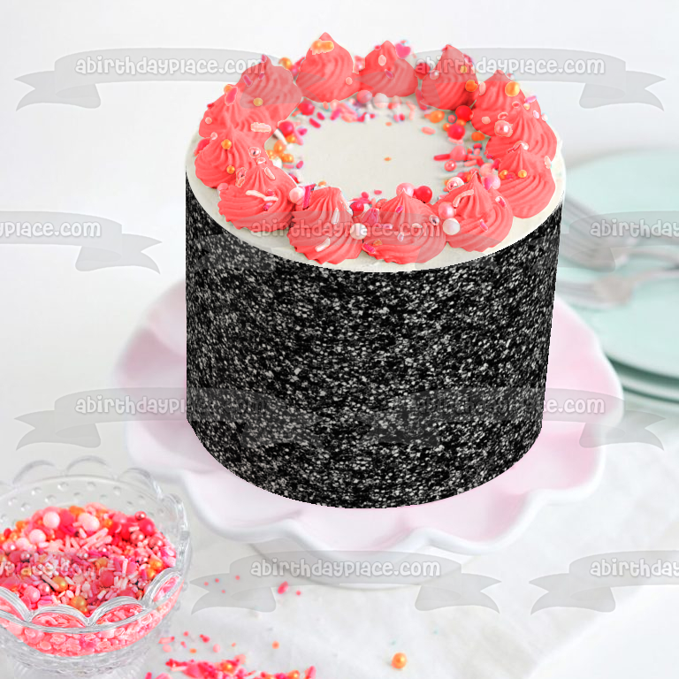 Black Glitter Pattern Background Edible Cake Topper Image ABPID11709