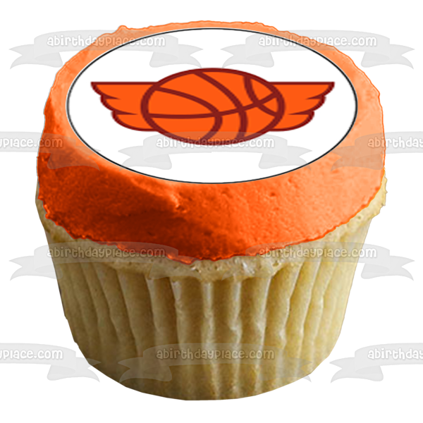 Imágenes comestibles para cupcakes con logo de baloncesto y alas ABPID55719 