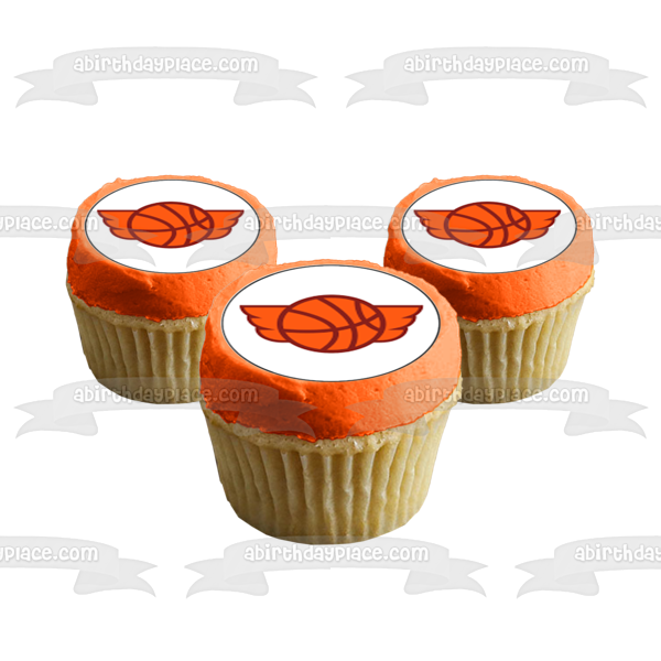 Imágenes comestibles para cupcakes con logo de baloncesto y alas ABPID55719 