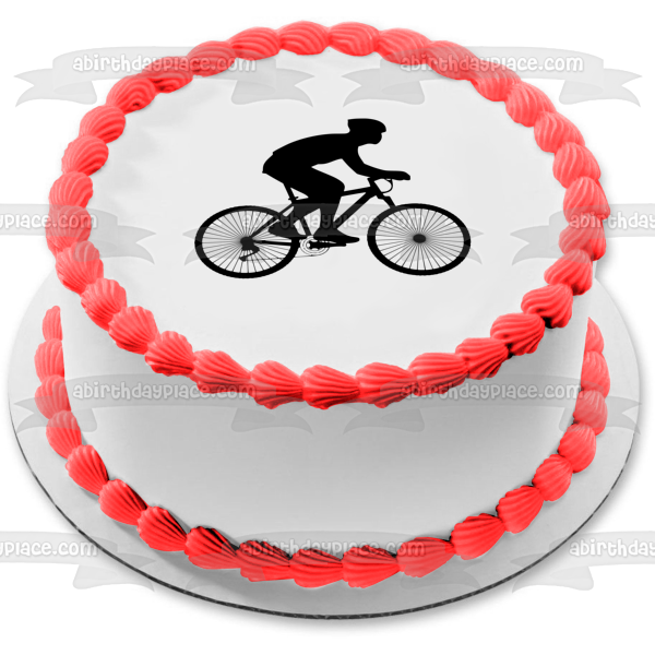 Bike Cycling Silhouette Edible Cake Topper Image ABPID55642