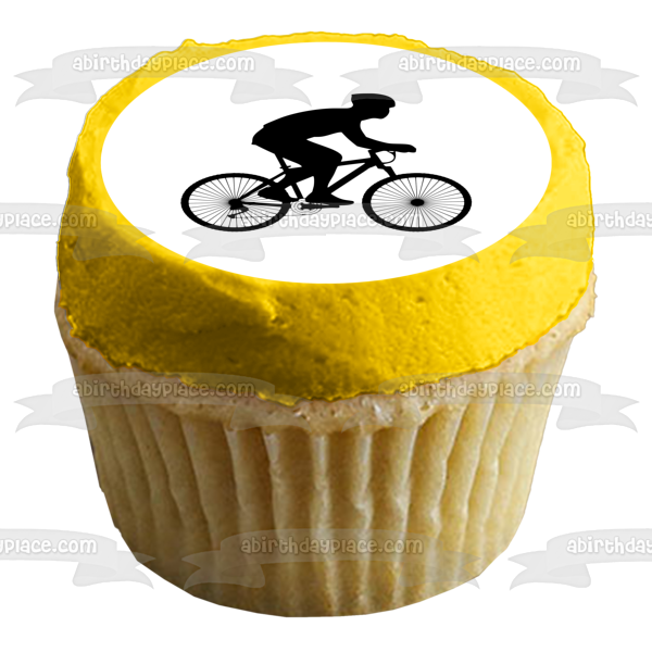 Bike Cycling Silhouette Edible Cake Topper Image ABPID55642