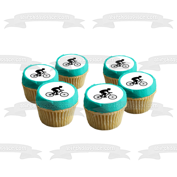 Bike Cycling Silhouette Edible Cake Topper Image ABPID55642