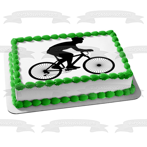 Bike Cycling Silhouette Edible Cake Topper Image ABPID55642