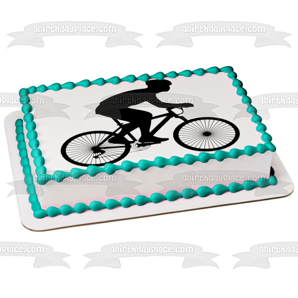 Bike Cycling Silhouette Edible Cake Topper Image ABPID55642