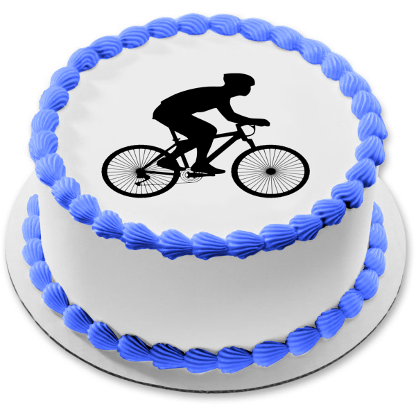 Bike Cycling Silhouette Edible Cake Topper Image ABPID55642