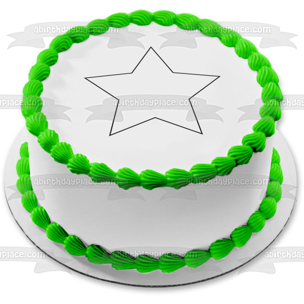 Black Star Outline Edible Cake Topper Image ABPID11729