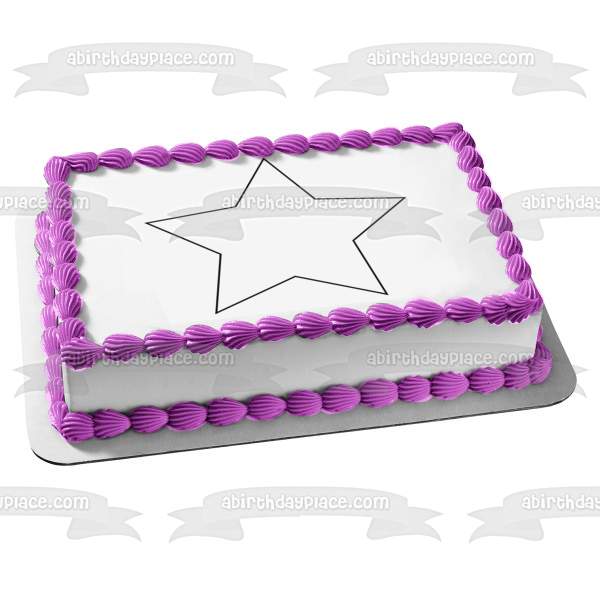 Black Star Outline Edible Cake Topper Image ABPID11729