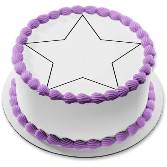 Black Star Outline Edible Cake Topper Image ABPID11729