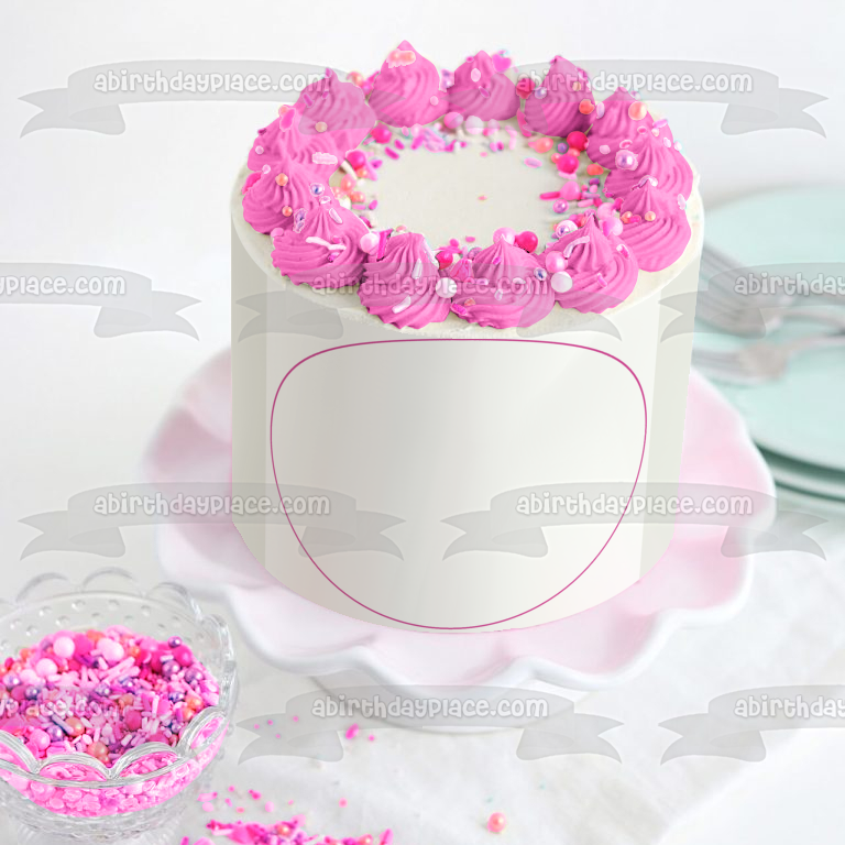 Adorno comestible para tarta con contorno de círculo rosa, imagen ABPID11733 