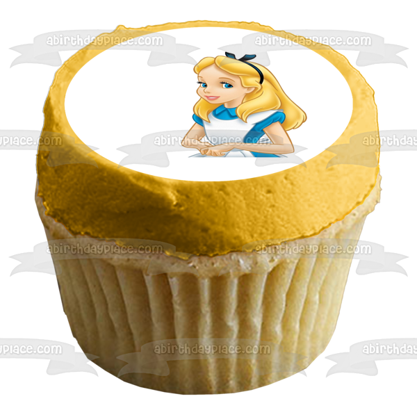 Alice In Wonderland Alice Smiling Edible Cake Topper Image ABPID11734