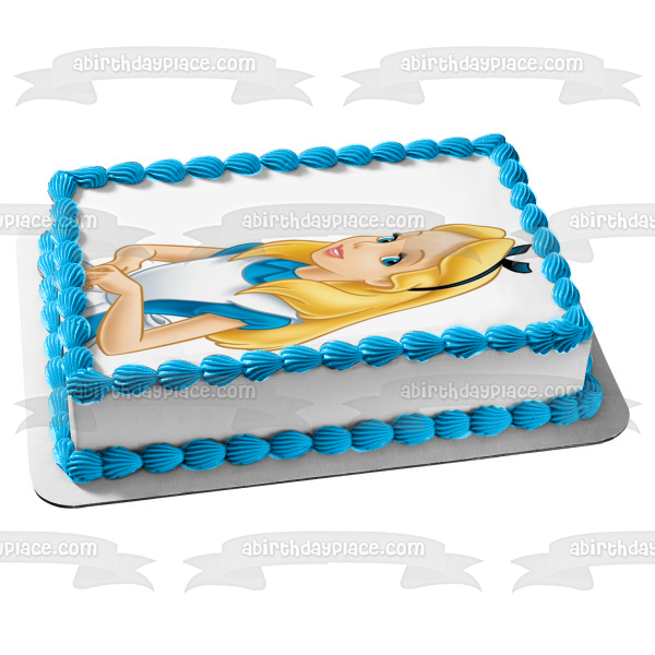 Alice In Wonderland Alice Smiling Edible Cake Topper Image ABPID11734