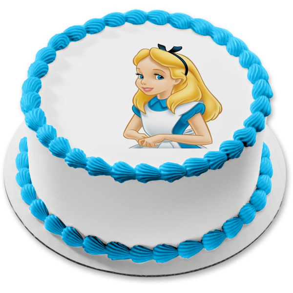 Alice In Wonderland Alice Smiling Edible Cake Topper Image ABPID11734