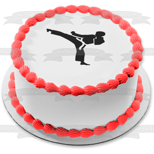 Karate Silhouettes Edible Cake Topper Image ABPID10840 – A Birthday Place