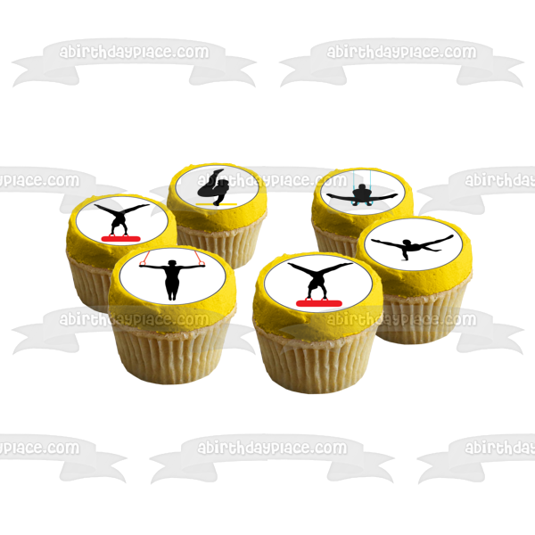 Gymnastics Acrobatics Silhouettes Balance Beam Edible Cupcake Topper Images ABPID55730