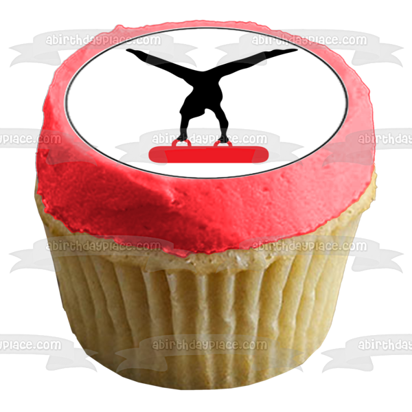 Gymnastics Acrobatics Silhouettes Balance Beam Edible Cupcake Topper Images ABPID55730