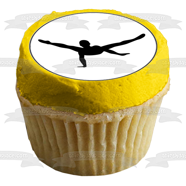 Gymnastics Acrobatics Silhouettes Balance Beam Edible Cupcake Topper Images ABPID55730