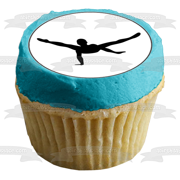 Gymnastics Acrobatics Silhouettes Balance Beam Edible Cupcake Topper Images ABPID55730