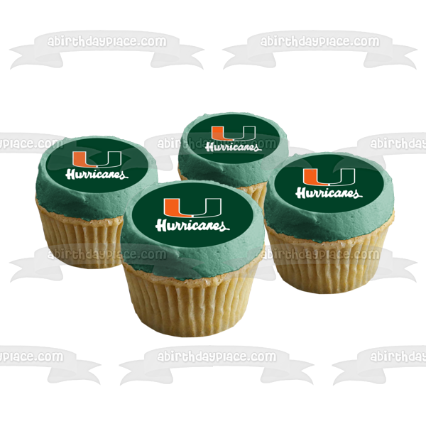 Imagen comestible para tarta con logotipo de los Miami Hurricanes de la NCAA ABPID55656 