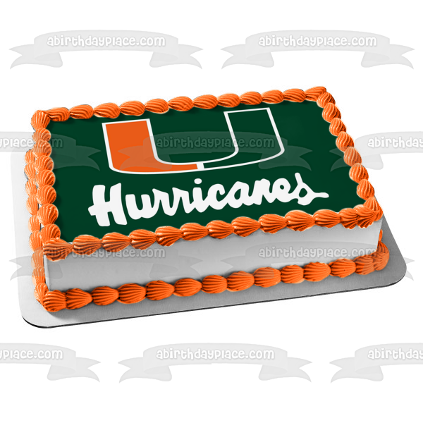 NCAA Miami Hurricanes Logo Edible Cake Topper Image ABPID55656