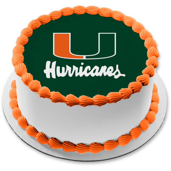 NCAA Miami Hurricanes Logo Edible Cake Topper Image ABPID55656