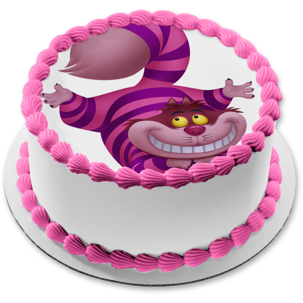 Adorno comestible para tarta con el gato de Cheshire de Alicia en el país de las maravillas, imagen ABPID11742 