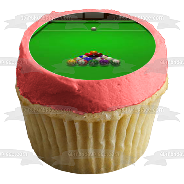 Pool Table and Balls Edible Cupcake Topper Images ABPID55741