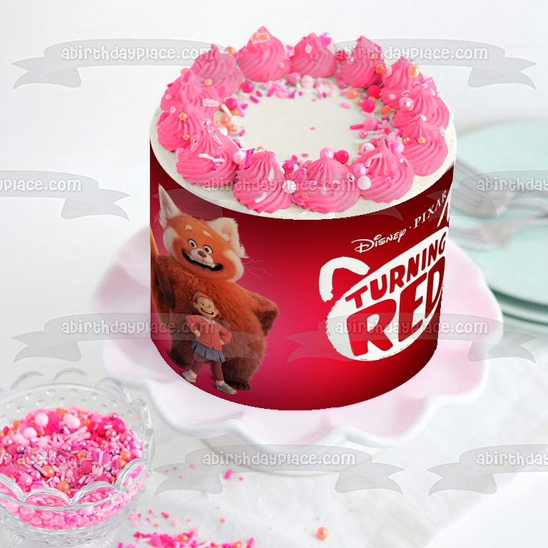 Decoración comestible para tarta con diseño de panda rojo gigante, color rojo, Mei Lee, ABPID55812 