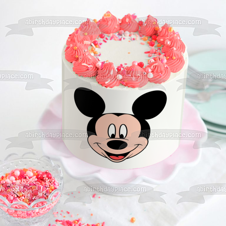 Disney Mickey Mouse Face Edible Cake Topper Image ABPID15339