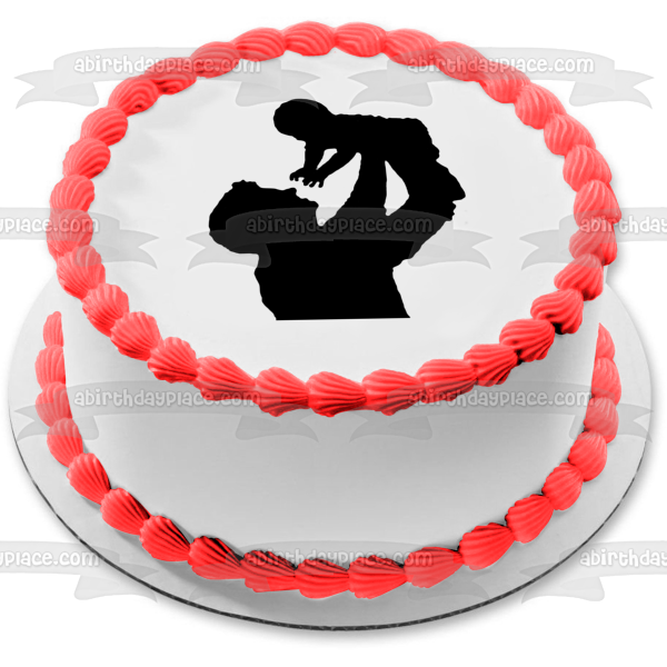 Happy Father's Day Father and Baby Silhouette Edible Cake Topper Image ABPID55796