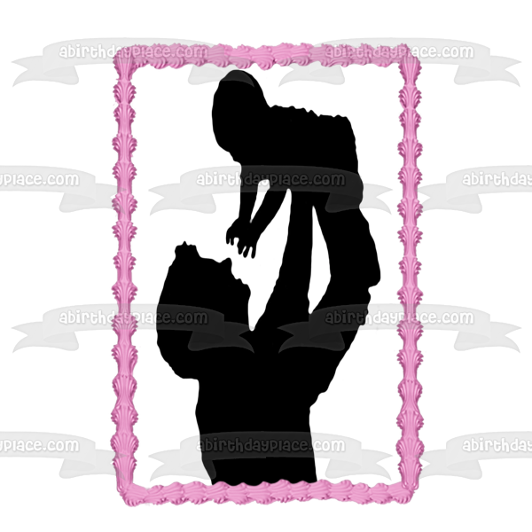 Happy Father's Day Father and Baby Silhouette Edible Cake Topper Image ABPID55796