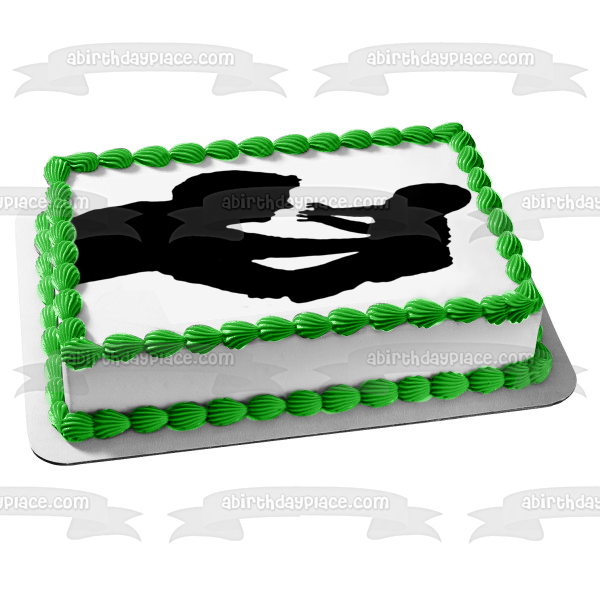 Happy Father's Day Father and Baby Silhouette Edible Cake Topper Image ABPID55796