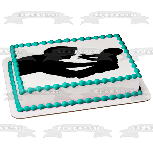 Happy Father's Day Father and Baby Silhouette Edible Cake Topper Image ABPID55796