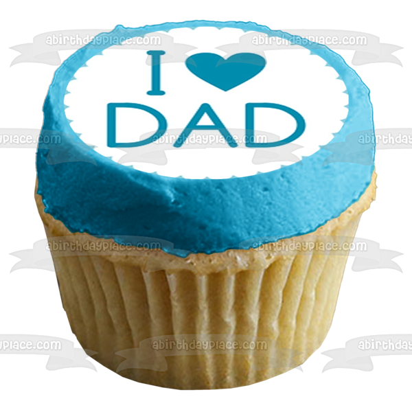 Happy Father's Day I Heart Dad Ties and Moustaches Edible Cupcake Topper Images ABPID55801