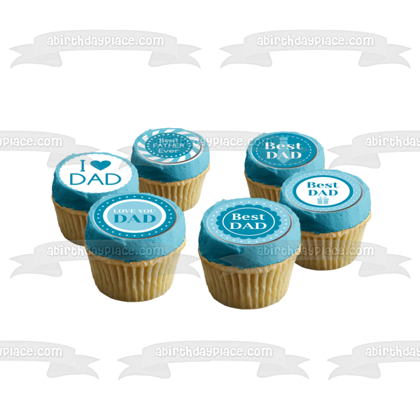 Happy Father's Day I Heart Dad Ties and Moustaches Edible Cupcake Topper Images ABPID55801