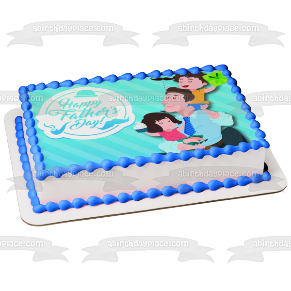 Happy Father's Day Father, Son and Daughter Edible Cake Topper Image ABPID55804