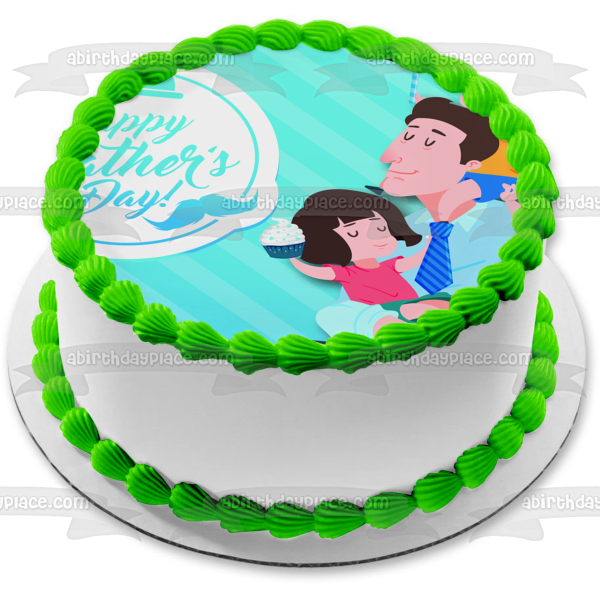 Feliz día del padre, padre, hijo e hija, adorno comestible para tarta, imagen ABPID55804 