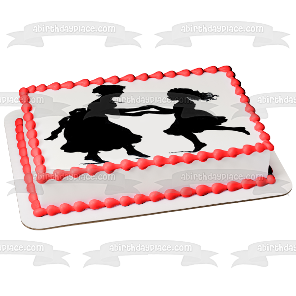 Happy Mother's Day Mother and Daughter Dancing Silhouette Edible Cake Topper Image ABPID55789