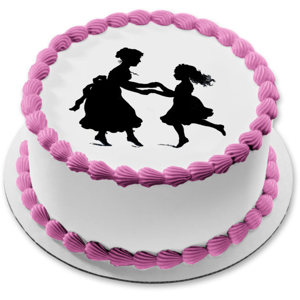 Happy Mother's Day Mother and Daughter Dancing Silhouette Edible Cake Topper Image ABPID55789