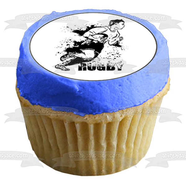 Rugby Action Shot Silhouette Edible Cupcake Topper Images ABPID55745