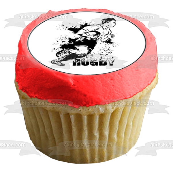 Rugby Action Shot Silhouette Edible Cupcake Topper Images ABPID55745