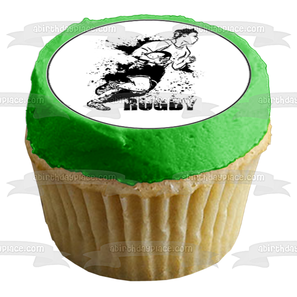 Rugby Action Shot Silhouette Edible Cupcake Topper Images ABPID55745